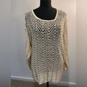Fishnet pullover sweater with gold studs by X-ES NY